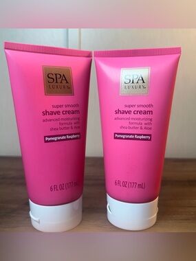 Spa Luxury Super Smooth Shave Cream Pomegranate Raspberry Shea Butter & Aloe 2pc
